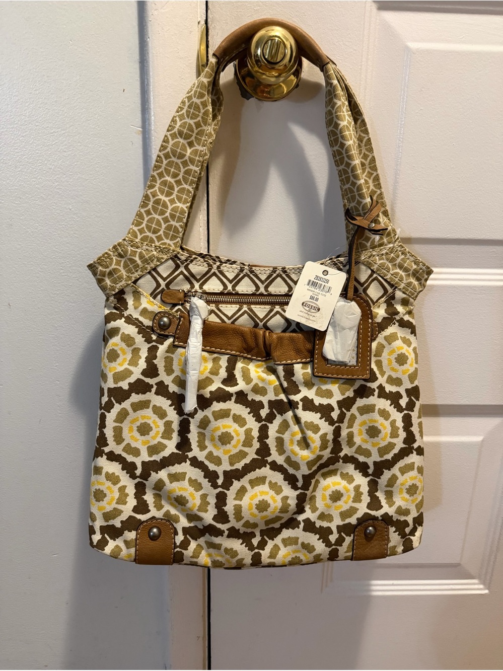 Vintage Fossil Original Brand Canvas Satchel Shoulder Bag
